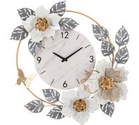 Horloge murale Mauro Ferretti fleurs 64x8x64 cm blanc-gris
