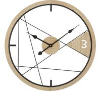 Horloge murale Mauro Ferretti, motif géométrique, marron et noir, 60 x 2,5 cm