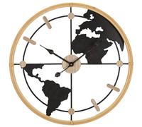 Horloge murale Mauro Ferretti World, Ø 60 x 5 cm, marron et noir