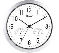 Mebus Horloge murale 06992 à quartz 25,5 cm argent