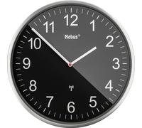 Horloge murale Mebus 19578 radiopiloté(e) 30 cm argent mécanisme d'horloge silencieux