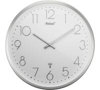 Mebus Horloge murale 19776 radiopilotée 25 cm x 40 mm argent - mécanisme silencieux