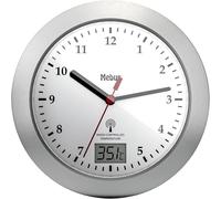 Horloge murale Mebus 41124 radiopiloté(e) 17 cm x 60 mm argent pour salle de bain / pièce humide