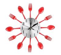 Horloge murale - MEIHE - Coutellerie en acier inoxydable - Rouge - 30 cm - Design contemporain