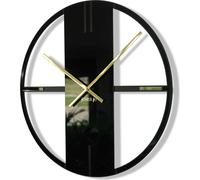 Horloge murale métallique noire Unique pour salon, chambre à coucher, bureau, diamètre 50 cm, design moderne