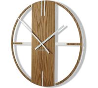 Horloge murale métallique Unique en chêne pour salon, chambre à coucher, bureau, diamètre 50 cm, design moderne