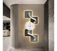 Horloge Murale Moderne 3D au Design géométrique Abstrait, Art LED pour Salon et Chambre, Grand Format avec lumière, décorative pour l'entrée de la Maison (E 15 * 35,4 po)