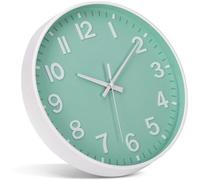 Horloge murale moderne à quartz, 30 cm, verte et blanche, fonctionnant à piles