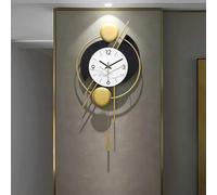 Horloge murale moderne avec pendule noir et or, 72 x 36 cm, mouvement à quartz, affichage précis de l'heure, décoration élégante pour le salon
