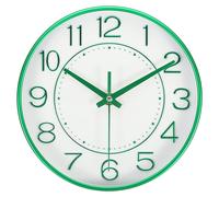 Horloge murale moderne, de 20 cm de diamètre, verte, silencieuse, fonctionnant sur pile, de forme ronde