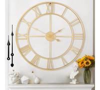 Horloge murale moderne de 47 cm de diamètre, à chiffres romains, élégante et silencieuse