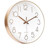 Horloge murale moderne et silencieuse à quartz de 30 cm, ronde, blanche, pour chambre d'enfant, décoration