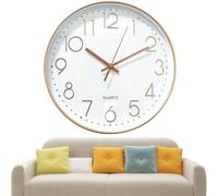 Horloge murale moderne et silencieuse à quartz, sans tic-tac, grande horloge murale adaptée aux enfants, mouvement pour horloge murale silencieuse (blanc/or rose)