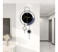 Horloge murale moderne, grande horloge décorative, 36 x 80 cm, noire
