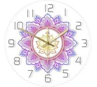 Horloge Murale Moderne Mandala avec Fleur De Lotus, Signe De Studio, Décoration Murale Bohème pour Salon Et Chambre à Coucher, 1