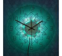 Horloge Murale Moderne Mandala avec Fleur De Lotus, Signe De Studio, Décoration Murale Bohème pour Salon Et Chambre à Coucher, 2