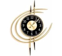 Horloge murale moderne, mécanisme silencieux, dorée et noire