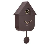 Horloge murale moderne, motif coucou, couleur or, marron, dimensions : 21,5 x 8,5 x 41 cm