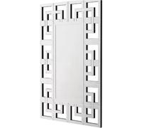 Horloge murale moderne Opulence – Argent – Miroir mural rectangulaire – 100 × 70 cm – Pour le salon et la chambre à coucher
