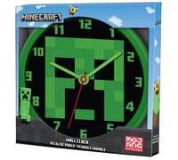Mojang Studios Horloge murale SRV Hub Minecraft – Éducative 25 cm, analogique, cadran coloré, vert