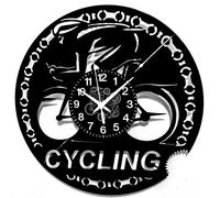 Horloge murale, motif vélo, vinyle, 30 cm, noire, silencieuse