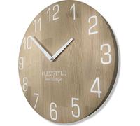 Horloge murale Nature Diamètre aspect bois 100 % chêne, bois moderne, salon, sans tic-tac (30 cm, blanc)