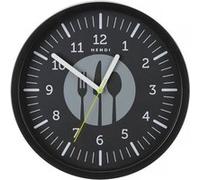 HENDI Horloge murale, ronde, pile AA, mouvement quartz silencieux, horloge de cuisine, moderne, pour décorer la maison, le bureau, les restaurants, les bars, ⌀356x(H)45mm, HIPS, noir