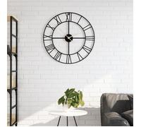 vidaXL Horloge murale noire Ø50 cm Fer