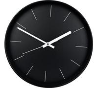 Horloge murale noire au design minimaliste - 30 cm de diamètre - Fonctionnant à piles - Affichage des heures et des secondes - Idéale pour la chambre à coucher et la cuisine