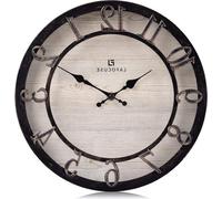 Horloge murale noire de 305 cm, à piles, style shabby chic
