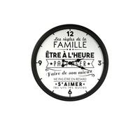 AltoBuy Horloge Murale Noire et Blanche Ø50cm Règles de Famille - Family