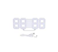Horloge Murale Numérique 3D Suspendu Chambre Bureau Décoration Blanc Cadre + Bleu LED G