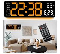 Horloge murale numérique 40,6 cm grand écran veilleuses 8 couleurs télécommande