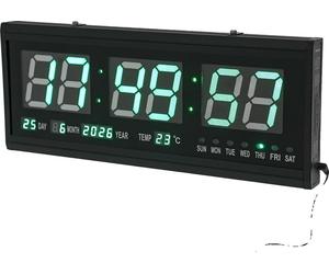 Horloge murale numérique à LED, affichage multifonctionnel, fonctionnement silencieux, et vert, 48cm 18.9inch
