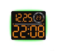 Horloge murale numérique à LED avec calendrier hebdomadaire - Lumière d'ambiance 8 couleurs - Minuteur de compte à rebours - Affichage de la température - Luminosité automatique - Support mural ou de