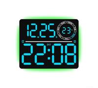 Horloge murale numérique à LED avec calendrier hebdomadaire - Lumière d'ambiance 8 couleurs - Minuteur de compte à rebours - Affichage de la température - Luminosité automatique - Support mural ou de