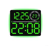 Horloge murale numérique à LED avec calendrier hebdomadaire - Lumière d'ambiance 8 couleurs - Minuteur de compte à rebours - Affichage de la température - Luminosité automatique - Support mural ou de