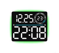 Horloge murale numérique à LED avec calendrier hebdomadaire - Lumière d'ambiance 8 couleurs - Minuteur de compte à rebours - Affichage de la température - Luminosité automatique - Support mural ou de