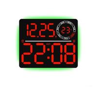 Horloge murale numérique à LED avec calendrier hebdomadaire - Lumière d'ambiance 8 couleurs - Minuteur de compte à rebours - Affichage de la température - Luminosité automatique - Support mural ou de