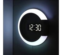 Horloge murale numérique à LED avec télécommande et éclairage RGB 7 couleurs