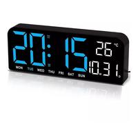 Horloge murale numérique à LED de grande taille avec télécommande, affichage de la température, de la date et de la semaine10
