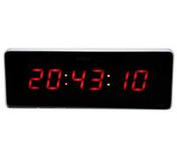 Horloge murale numérique à LED, en aluminium, 36x13 cm, affichant l'heure et la température, couleur argent