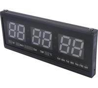 Horloge murale numérique à LED - Horloge murale et de table - 18 × 19 × 3 cm - Date, jour de la semaine et température - Alimentation secteur 220 V - Aluminium et verre - Bleu