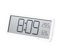 Horloge murale numérique à piles avec température Blanc | Fonctionne avec piles avec grand écran pour le salon et le salon, facile à lire pour la chambre à coucher et
