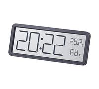 Horloge murale numérique à piles avec température Noir | Fonctionne avec piles avec grand écran pour le salon et le salon, facile à lire pour la chambre à coucher et