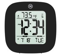 Horloge murale numérique avec affichage de la température, de la date et fonction réveil, de couleur noire