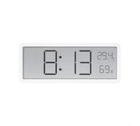 Horloge murale numérique avec affichage de la température et de l'humidité, horloge de bureau USB ou alimentée avec date, DST, grand écran LCD, chambre à coucher, bureau, salon, blanc