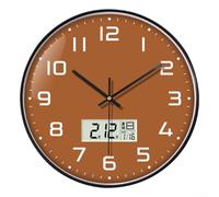 Horloge murale numérique avec calendrier, horloge murale à quartz silencieuse de 30,5 cm, affichage de l'heure, de la date, de la température, décoration d'intérieur minimaliste et moderne pour