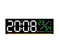 Horloge murale numérique, avec Date et-Coque noire verte