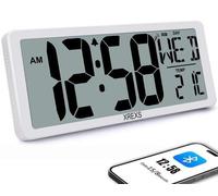 Horloge murale numérique avec écran HD de 13,4 pouces, réglage automatique de l'heure, alimentation par piles, calendrier, affichage de la température, réveil et minuterie, idéale pour le salon, la cu